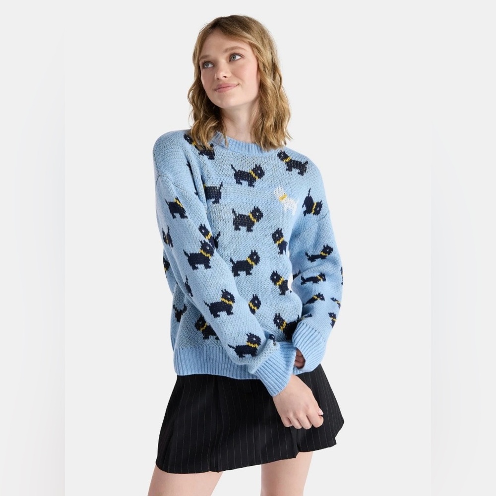 No Boundaries Stranger Things Erica Scottie Dogs Sweater Juniors Size XS NWT